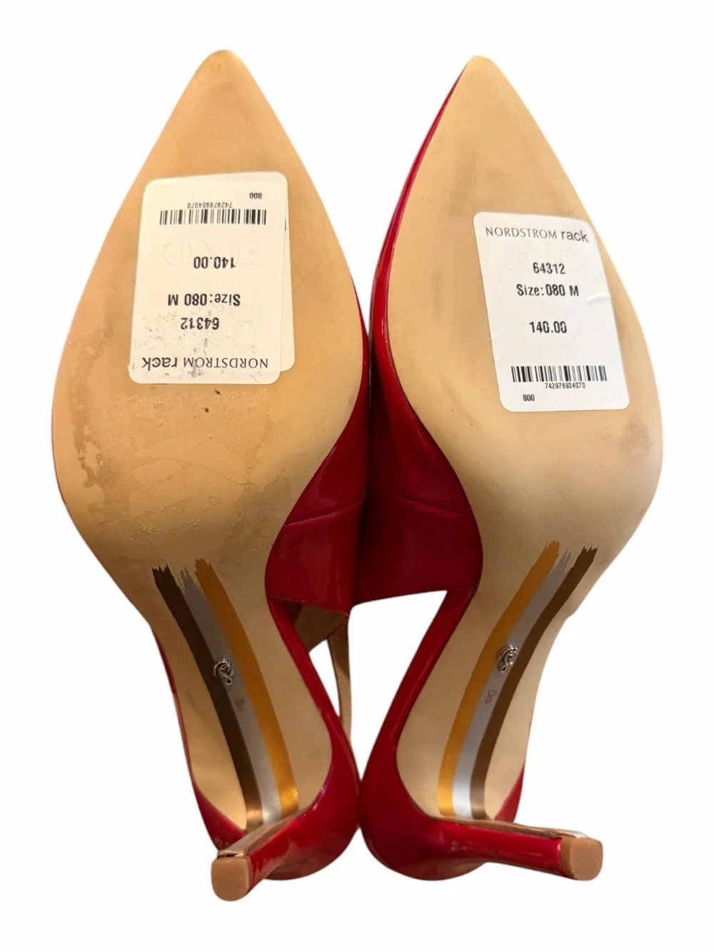 Sam Edelman Red Patent Slingback Pointed-Toe Heels